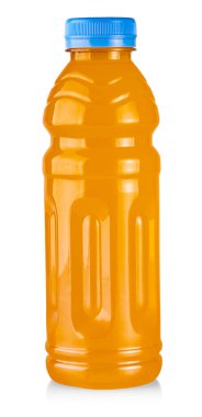 Beyaz arka planda izole meyve suyu şişeleri