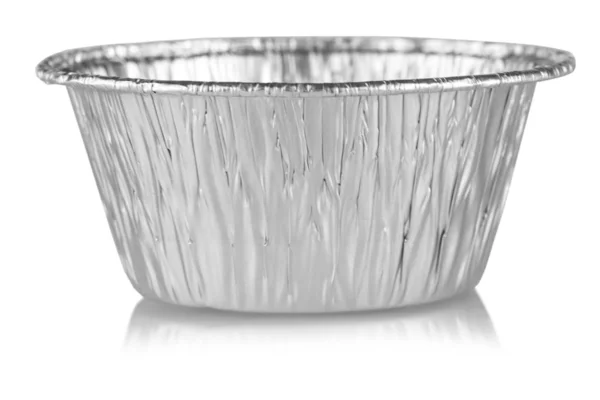 The Empty Pie and Bread Shiny Aluminium Template in White Isolat — Stock Photo, Image