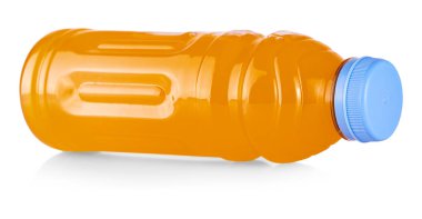  beyaz arka plan üzerinde izole taze meyve suyu şişeleri