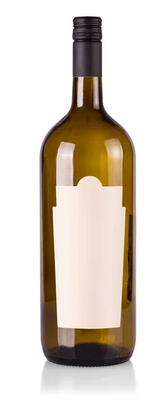 Botella Vino Vacía Con Corcho Aislado Ruta Recorte — Foto de Stock