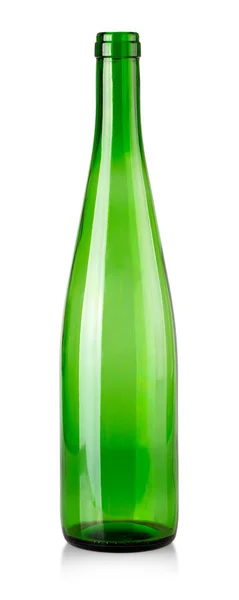 Grüne Leerflasche Für Wein Isoliert Auf Weißem Hintergrund — Stockfoto