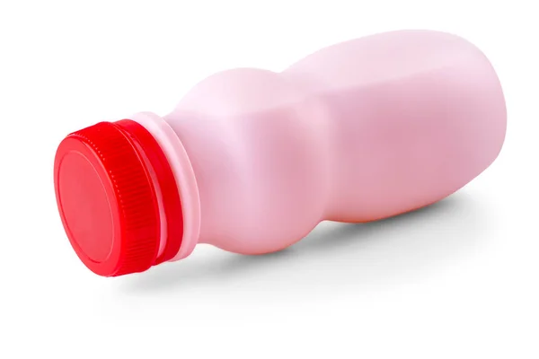 Frasco Plástico Iogurte Isolado Sobre Fundo Branco — Fotografia de Stock