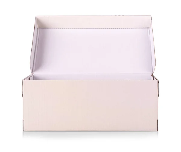 Bílá Krabice Boty Izolovaná Bílém Oříznutou Dráhou — Stock fotografie