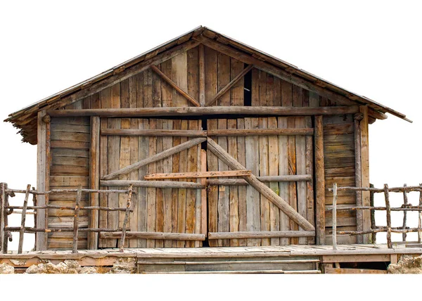 Het Oude Houten Huis Geïsoleerd Witte Achtergrond — Stockfoto