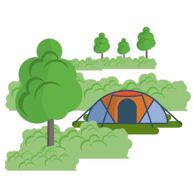 Orman kamp vektör konseptiyle turist çadır