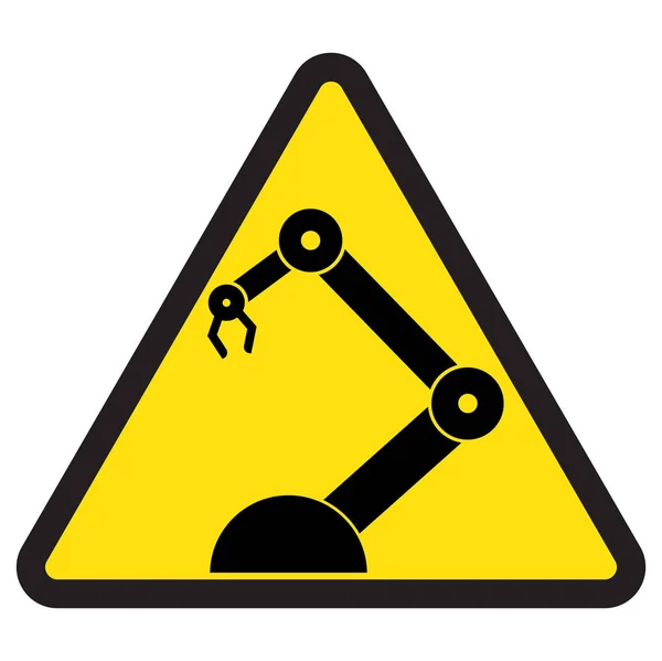Znak Części Ruchomych Uwaga Obszar Roboczy Robota — Wektor stockowy