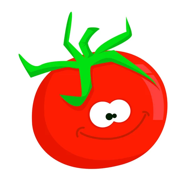 Leende Tomat Vektorillustration Färg — Stock vektor