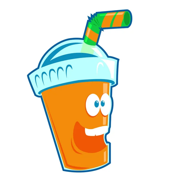 ストローと蓋付きの飲み物のためのカップ ベクトル漫画スタイル — ストックベクタ