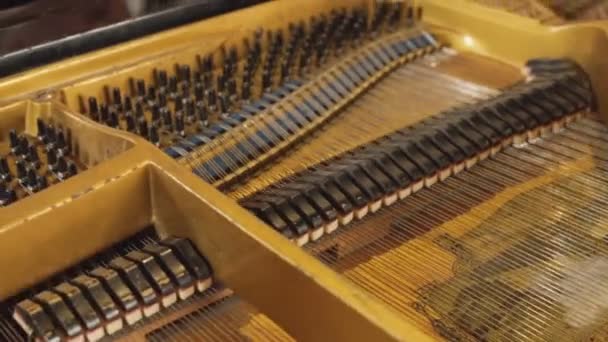 Wewnętrzny Mechanizm Pianina Fortepianowego Mechanizm Muzyki — Wideo stockowe