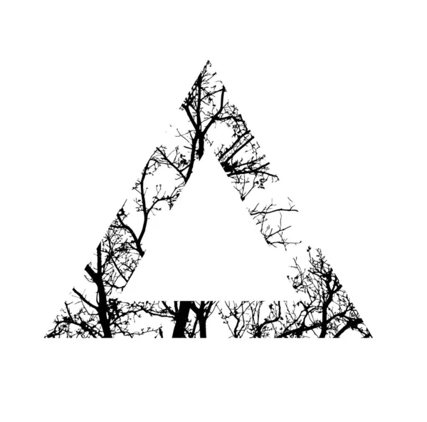 Silueta de rama de árbol. árbol con forma de triángulo. tatuaje desi — Vector de stock