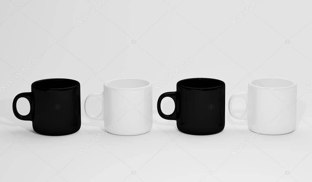 3d render coffee mug tea or ceramic cup hot drink cup blank with isolated background for label mockup.
