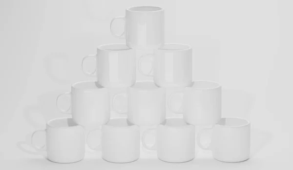 Renderowania Kawy Kubek Herbaty Lub Ceramiczne Filiżanki Ciepłego Napoju Puste — Zdjęcie stockowe