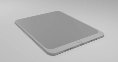 3d beyaz Tablet bilgisayarını boş siyah beyaz ekran ile izole et. Beyaz cihaz PC. Boş ekranlı ped. modelleme ürünü.