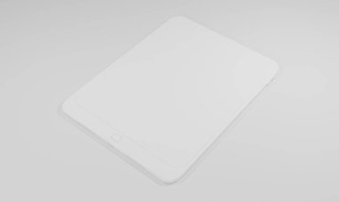 3d beyaz Tablet bilgisayarını boş siyah beyaz ekran ile izole et. Beyaz cihaz PC. Boş ekranlı ped. modelleme ürünü.