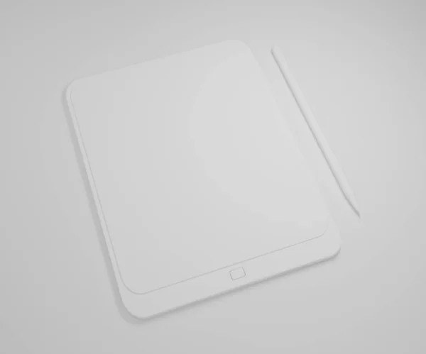 3D渲染白板计算机与空白黑色和白色屏幕隔离 白色电脑 有空白屏幕的纸片 模拟产品 — 图库照片