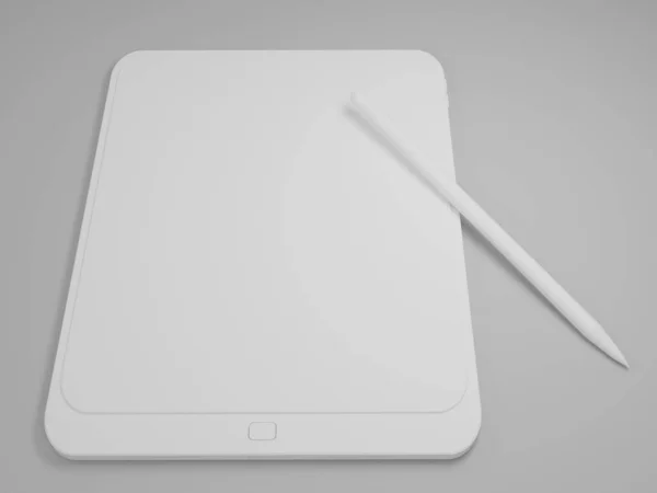 Render Fehér Tablet Számítógép Üres Fekete Fehér Képernyő Elszigetelt Fehér — Stock Fotó