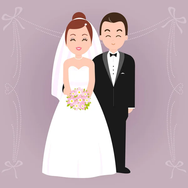 Vektorillustration Einer Braut Und Eines Bräutigams — Stockvektor
