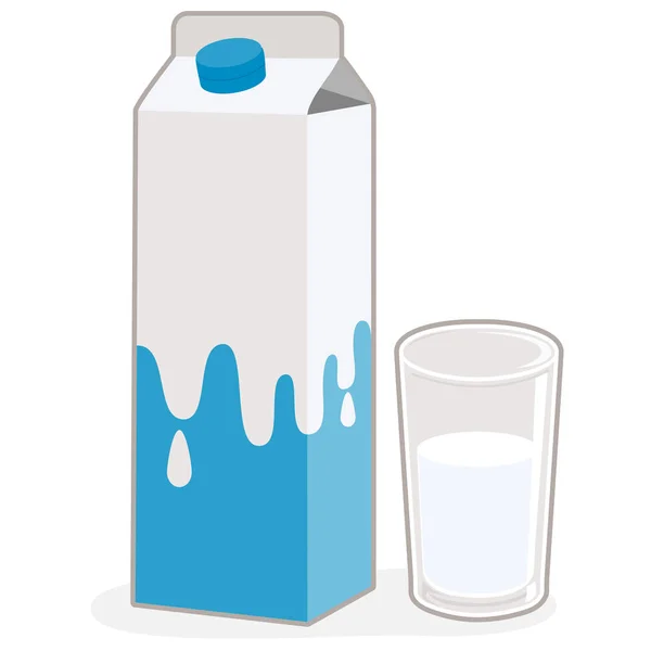 Milk Carton Glass Milk — Stock Vector