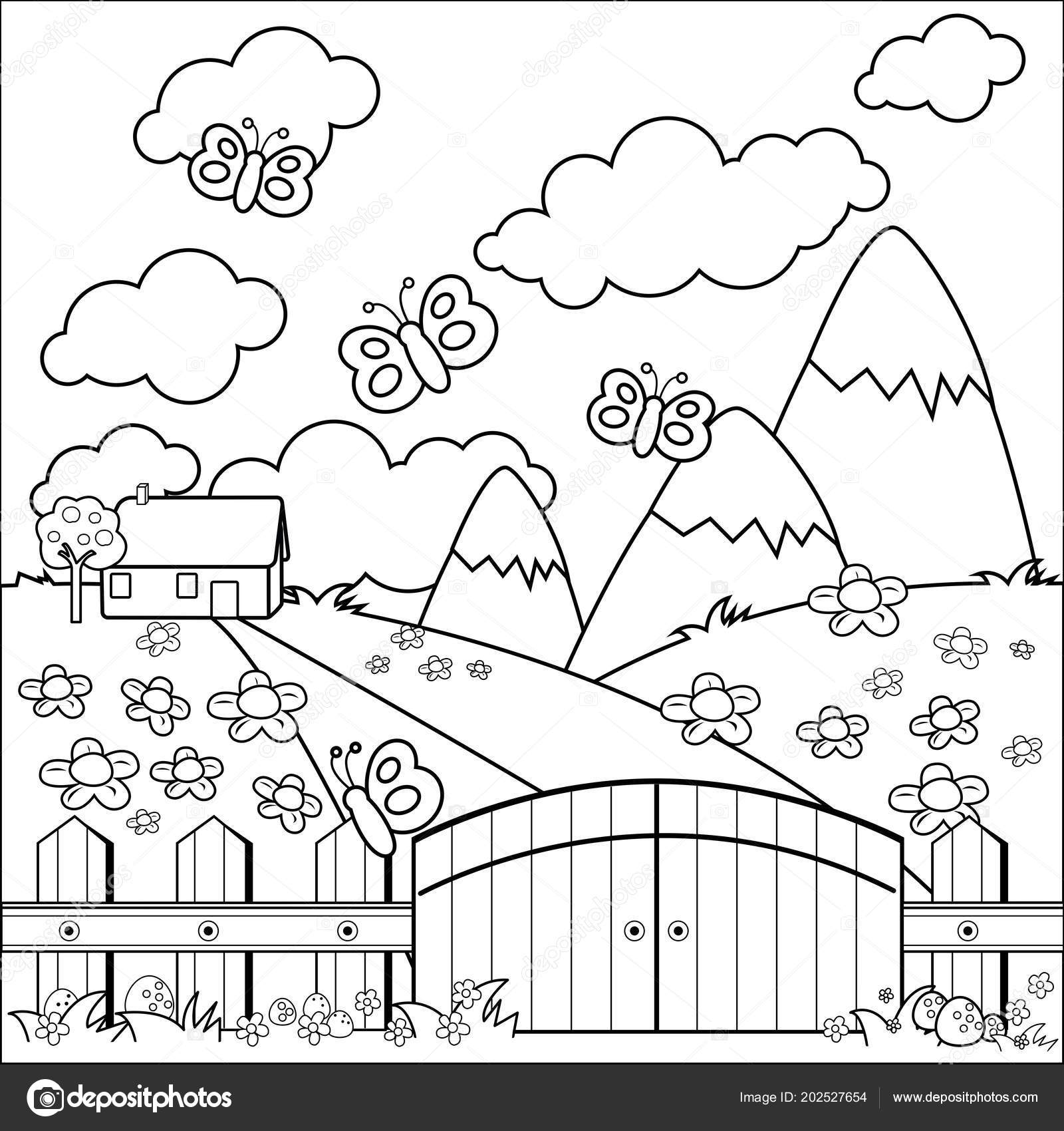 desenho linear infantil para colorir. trator de equipamentos de