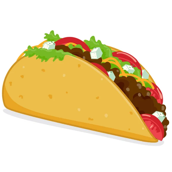 Jídlo Mexické Taco Vektorové Ilustrace Bílém Pozadí — Stockový vektor