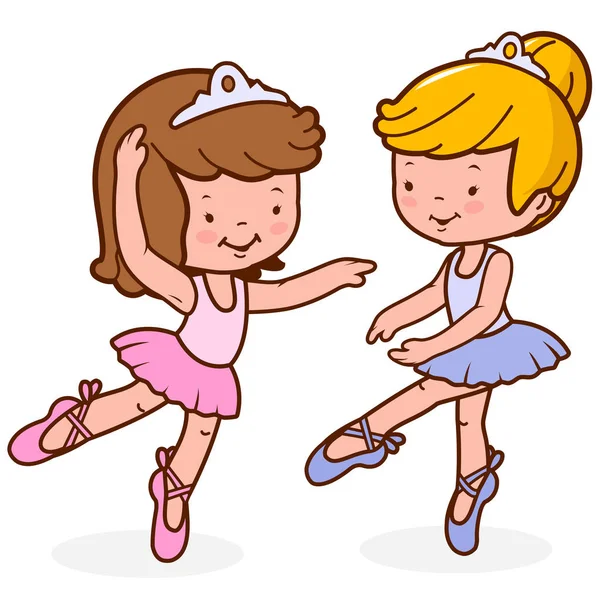 Illustration Vectorielle Deux Jolies Danseuses Ballerine — Image vectorielle