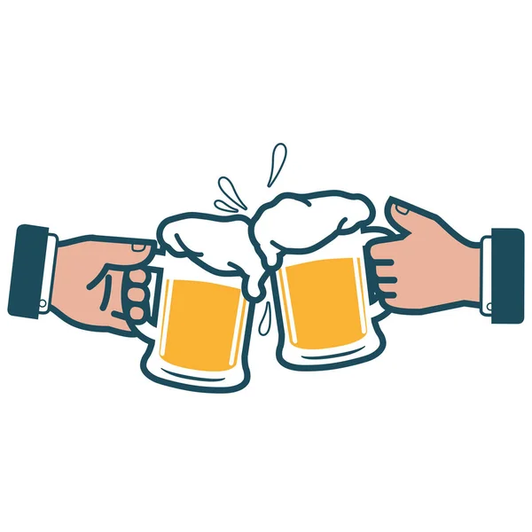 Ilustración Icónica Vectorial Dos Hombres Negocios Sosteniendo Vasos Cerveza Tostadas — Vector de stock