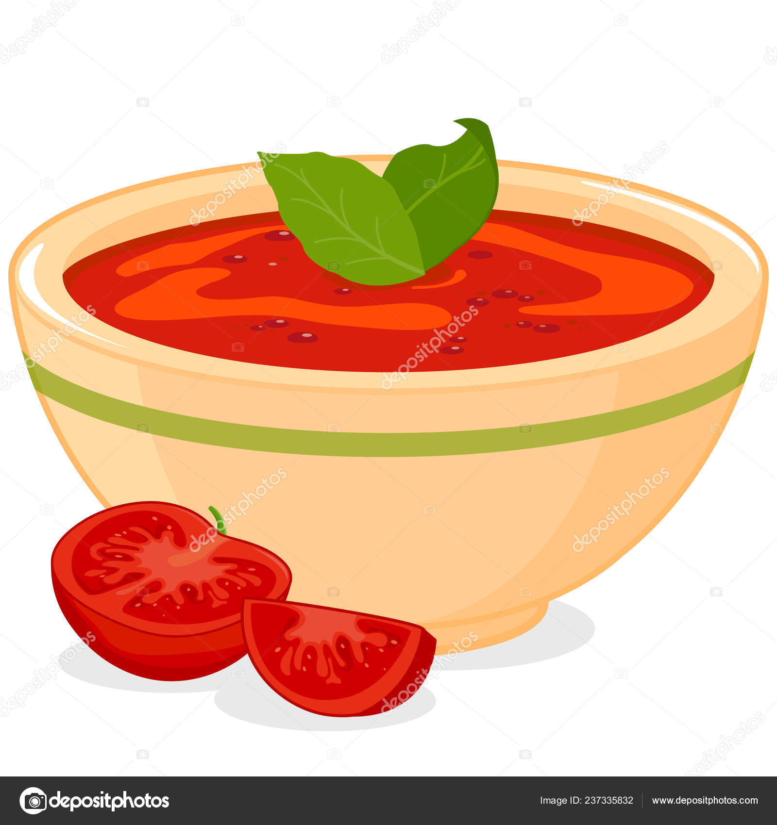 バジル添え自家製トマトスープで満たされたボウルのベクトル イラストの葉し トマトのスライス ストックベクター C Stockakia バジル添え自家製トマトスープで満たされたボウルのベクトル イラストの葉し トマトのスライス ストックベクター C Stockakia