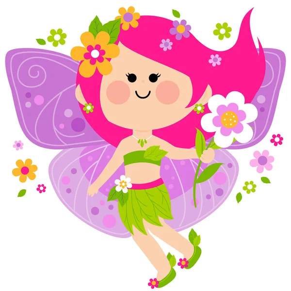 Vector Illustration Beautiful Spring Fairy — Stock Vector