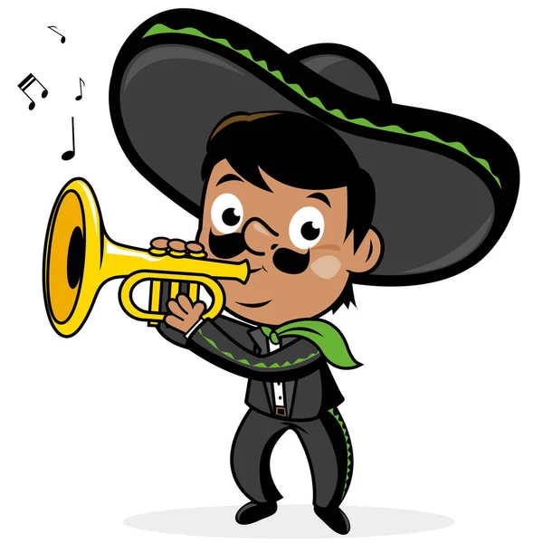 Mexicaanse Mariachi Man Spelen Van Trompet — Stockvector