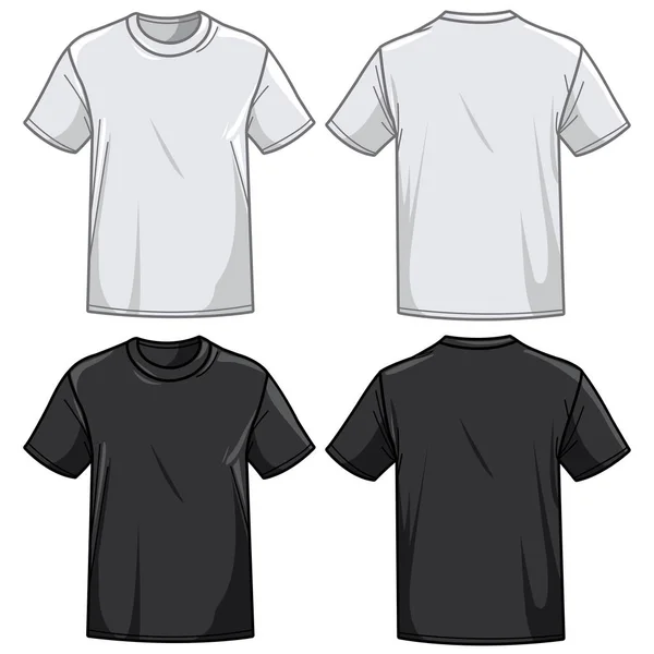 Schwarze und weiße T-Shirts. — Stockvektor