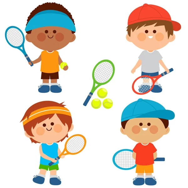 लड़कों टेनिस खिलाड़ियों — स्टॉक वेक्टर