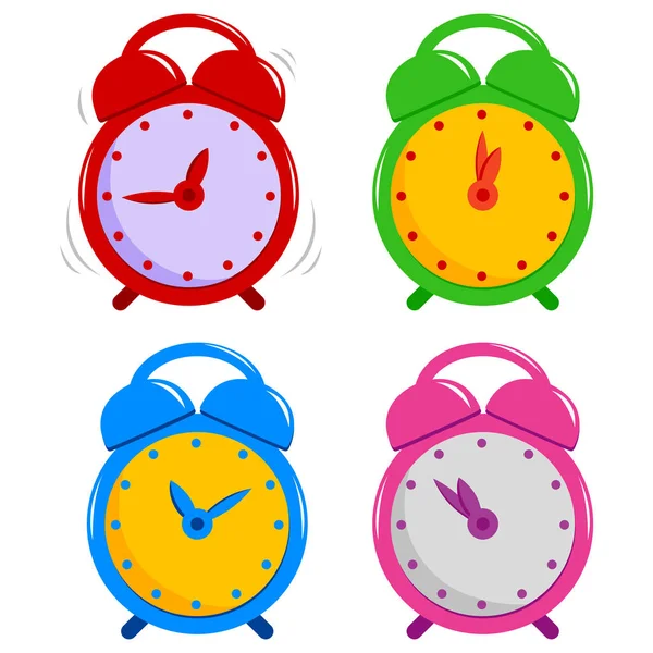 Coloridos relojes de alarma — Vector de stock