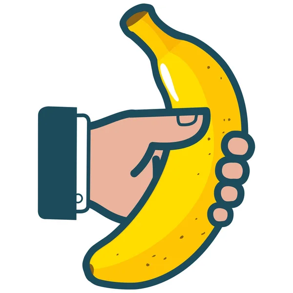 Businessman holding a banana — Stock Vector