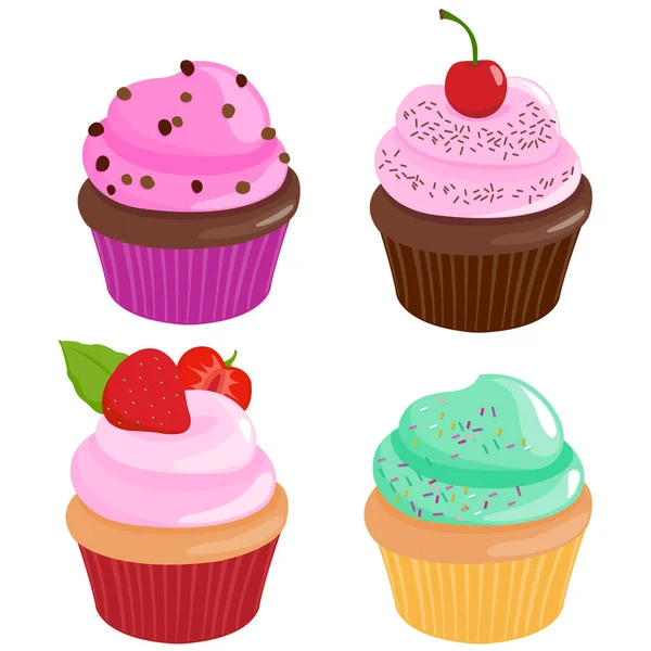 Colección de cupcakes . — Archivo Imágenes Vectoriales