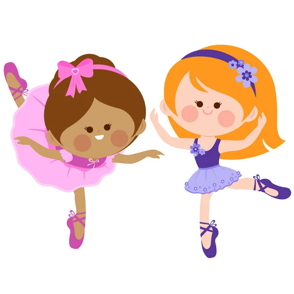 Little ballerina girls dancing. — Stock Vector