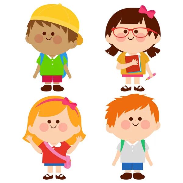 Groep kinderen studenten. Vector illustratie — Stockvector