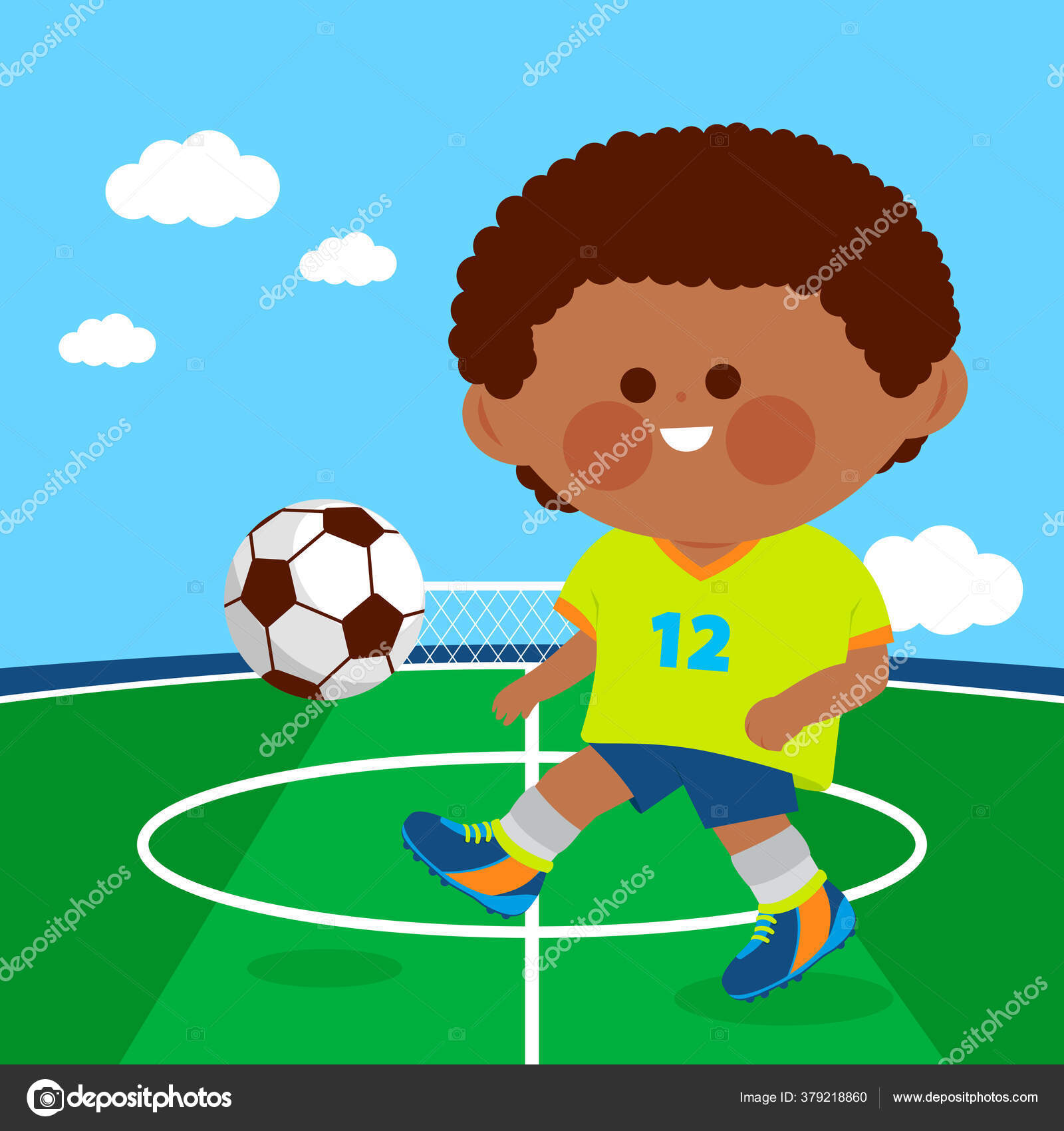 少年はサッカーをしている ベクターイラスト ストックベクター C Stockakia