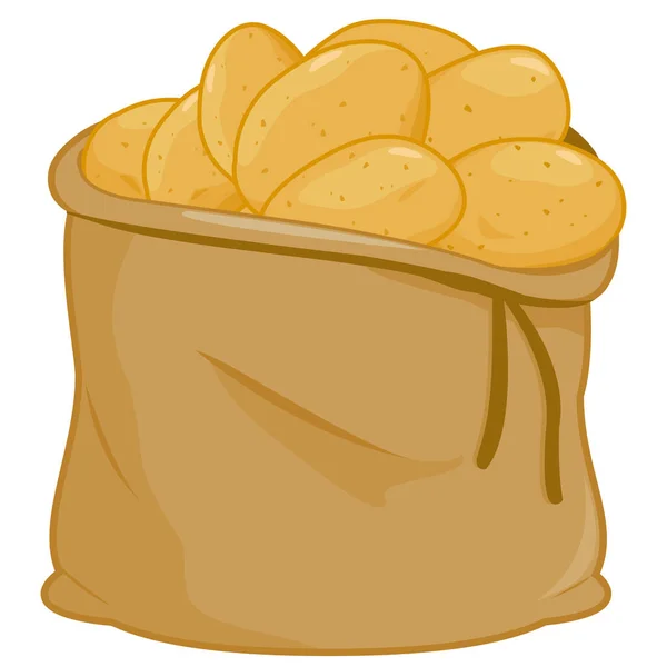 Een Jute Zak Vol Rauwe Aardappelen Vectorillustratie — Stockvector