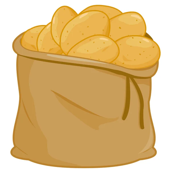 Bolso Arpillera Lleno Papas Crudas Ilustración Vectorial — Vector de stock