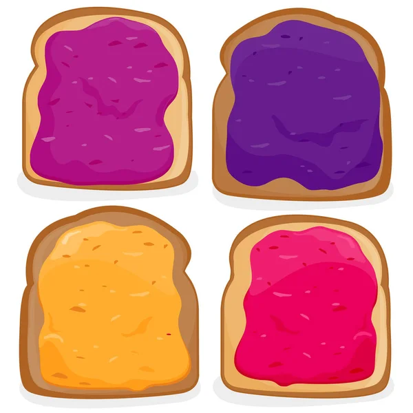 Broodjes Met Vruchtenjam Vector Illustratie — Stockvector
