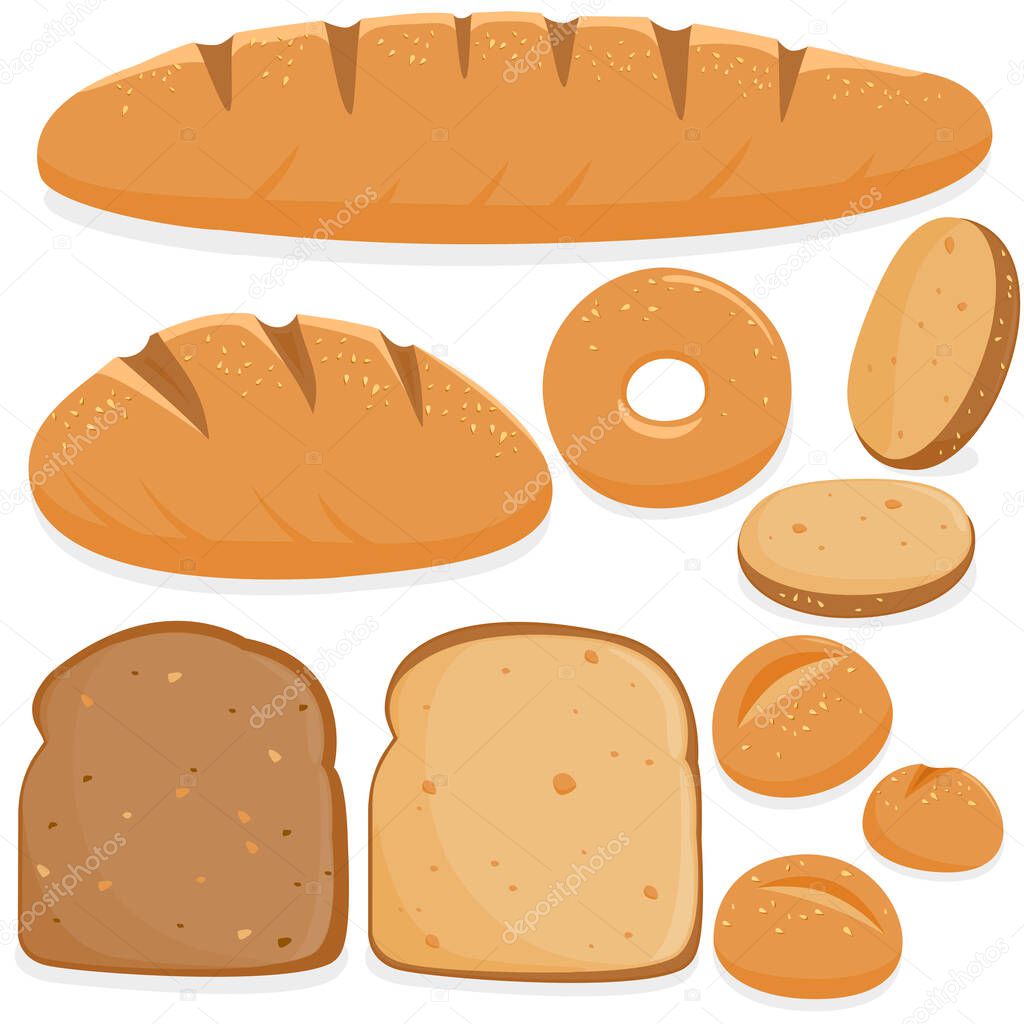 Different kinds of bread. Vector Illustration