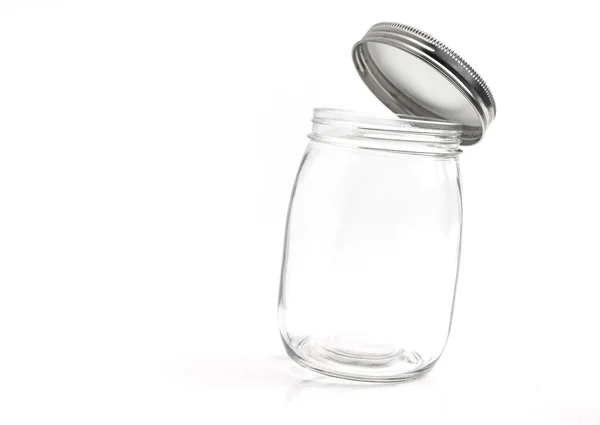 Botella Vidrio Con Tapa Aluminio Flotante Aislado Sobre Fondo Blanco — Foto de Stock