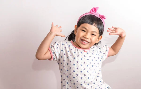 Portrait Child Acting Very Happy Asian Thai Little Girl Acting — Stok Foto
