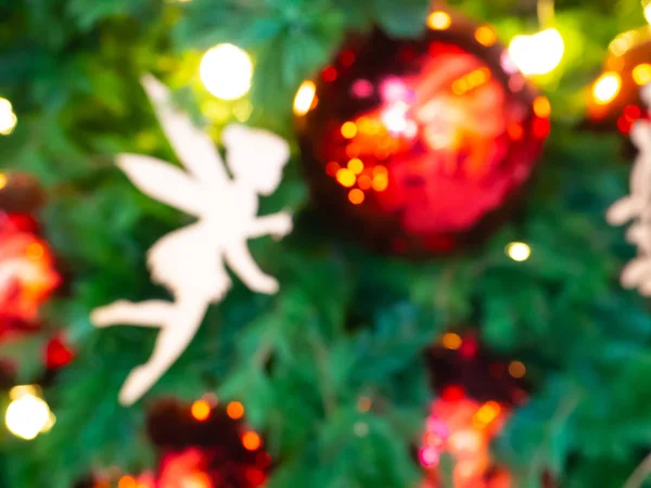 Nahaufnahme Weihnachtsbaum Verschwommener Hintergrund Der Dekoration Weihnachtsbaum — Stockfoto