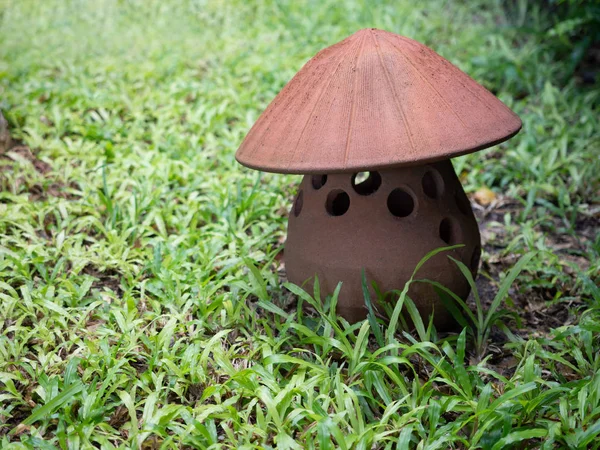 Mushroom Clay Lamp Ground Garden — Stock Photo, Image