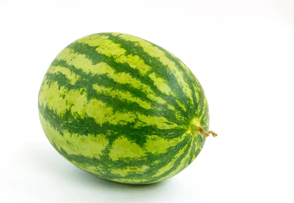Close Wassermelone Isolierte Ganze Wassermelone Auf Weißem Hintergrund Schöne Haut — Stockfoto