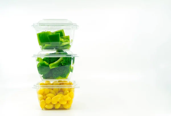 Salade Kleine Plastic Opgeruimd Doos Gescheiden Elke Vorm Van Salade — Stockfoto