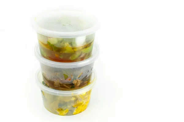 Haal Voedsel Thais Eten Kleine Container Voor Verkoop Supermarkt Stapel — Stockfoto