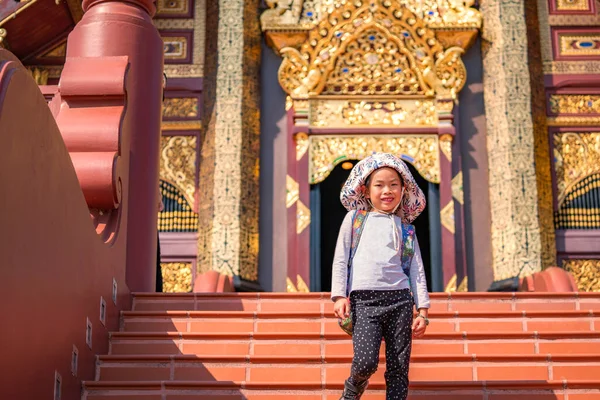 Chiang Mai Thailand Dec 2019 Little Child Girl Little Tourist — Stock Photo, Image