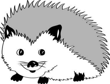 siyah ve beyaz sevimli sevimli küçük kirpi çizim